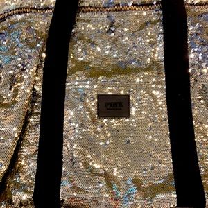 Pink sequin tote bag